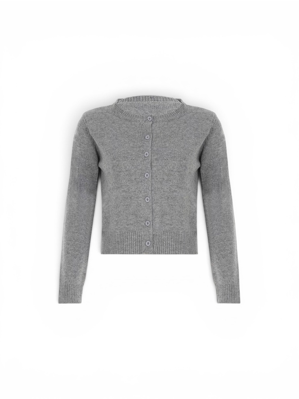 Classic Grey Button-Front Knit Cardigan